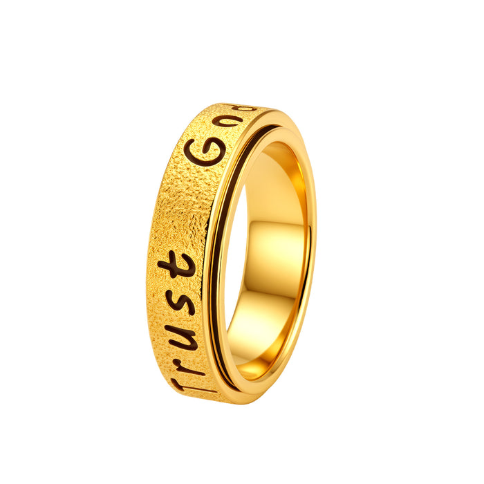 Wholesale Gold Plated Rotatable Engraved Stainless Steel Inspirational Ring