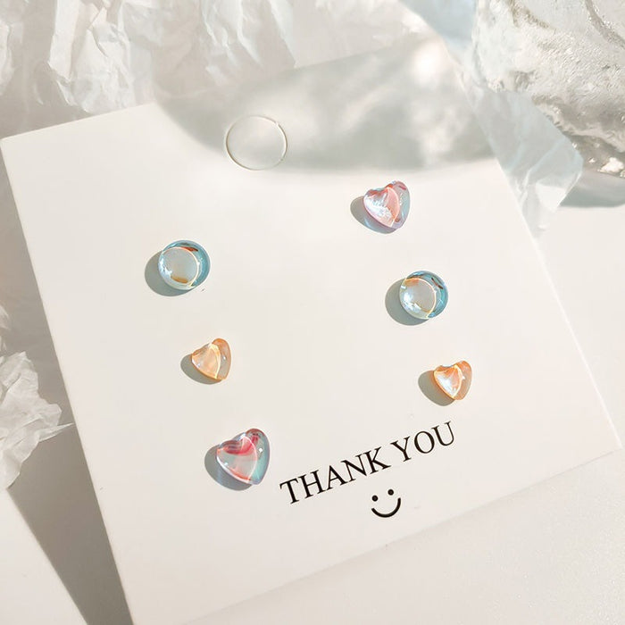 Wholesale Silver needle earrings, versatile daily earrings, peach heart earrings