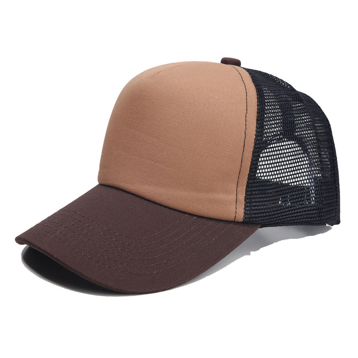 Wholesale Cross-Border Sponge Baseball 5-Piece Soft Top Duckbill Cap Mesh Cap Personalized Embroidered Couple Curved Brim Hat Solid Color Sun Hat