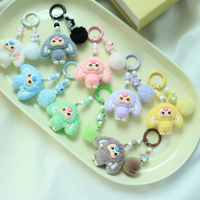 Wholesale Bowknot Flocking Big Ear Cartoon Keychain Schoolbag Pendant