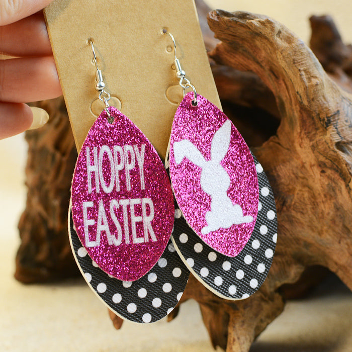 Wholesale Easter Rabbit Gretel Multi layer Leather Earrings JDC-ES-ChenC015