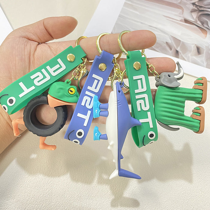 Wholesale Funny Abstract Animal Keychain Pendant Wooden Man Shark Bag Accessories Creative Gifts