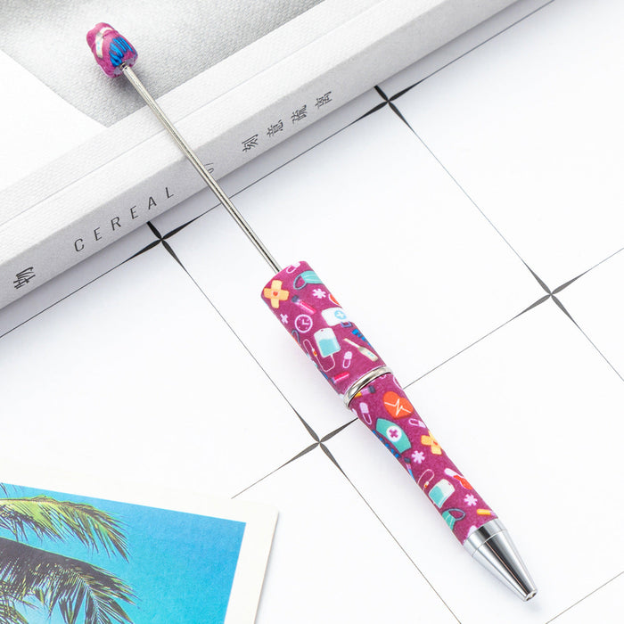 Wholesale Beadable Pen International Nurses Day Printed Plastic Pen DIY for Beaded JDC-PN-Huah026