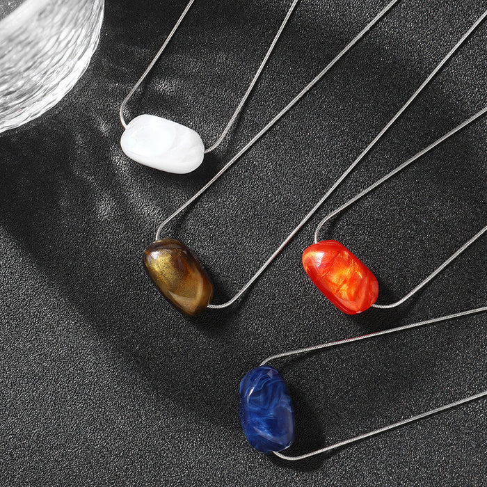 Wholesale Simple and versatile stainless steel snake bone chain with acrylic beads