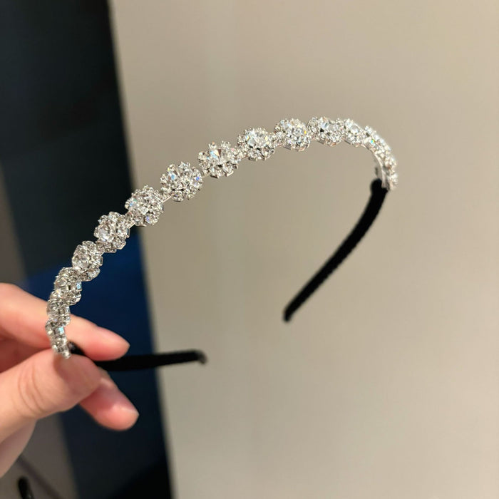 Wholesale  rhinestone hair bundle flash diamond flower hairband thin bow tie headband diamond hair accessories