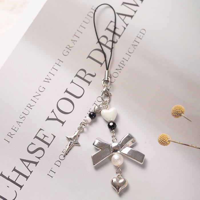 Wholesale Silver Bow Mobile Phone Chain Versatile Bag Pendant Polaroid Key Chain