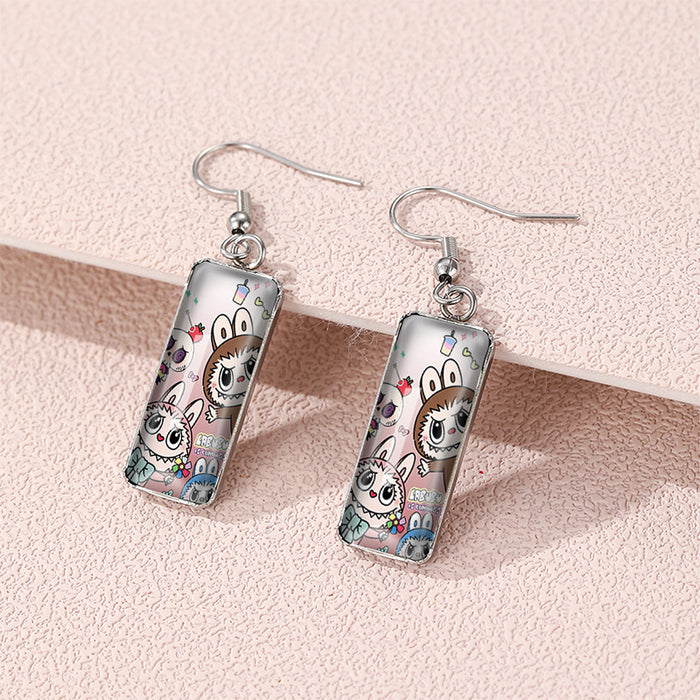 Wholesale Perimeter Earrings Rectangular Pendant Earrings Time Gem Glass Creative Earrings