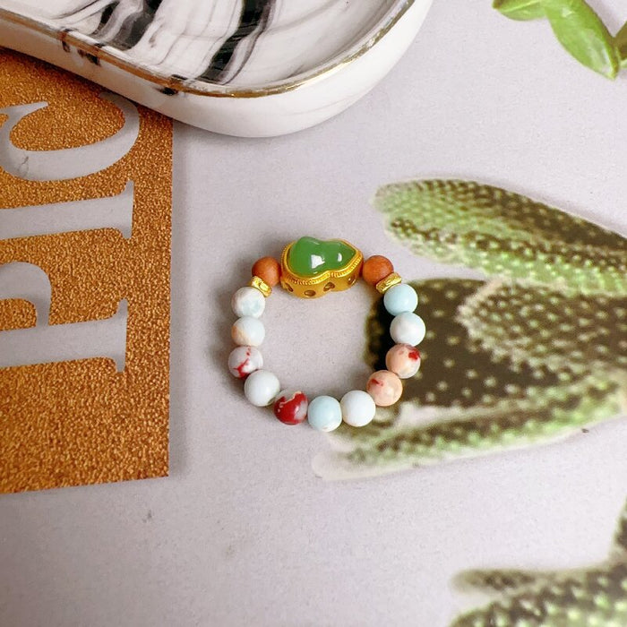 Wholesale Strong light freshwater pearl ring, retro red agate index finger ring, elastic rope ring, stackable ring