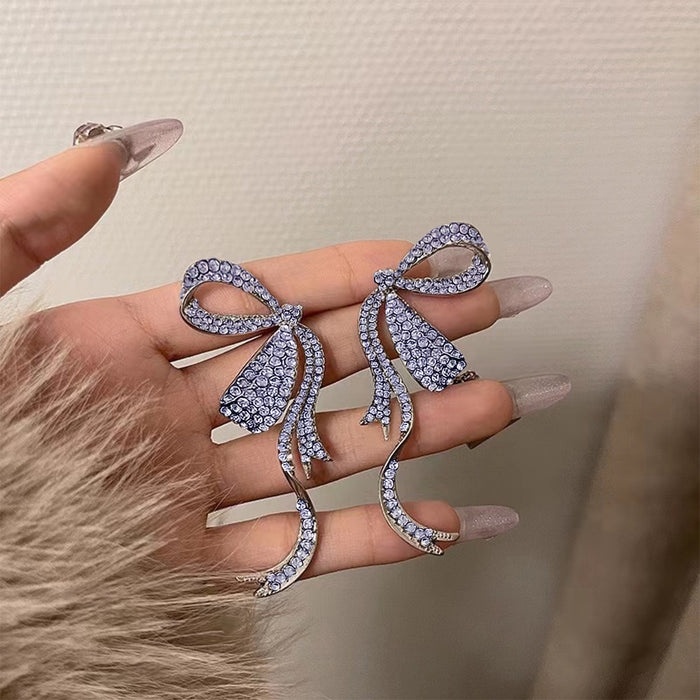 Wholesale Butterfly Ribbon Diamond Alloy Earrings JDC-ES-MYY002