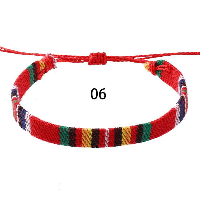 Wholesale Bohemian Cotton and Linen Fabric Braided Bracelet Colorful Ethnic Style Simple Knot Bracelet JDC-BT-XH010