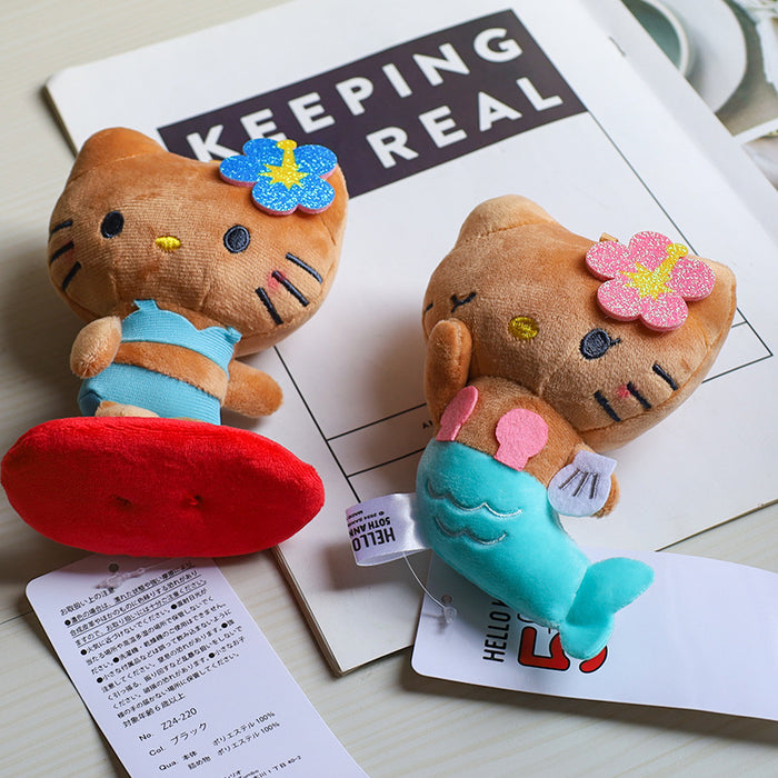 Wholesale Hawaiian cat Bag Pendant Plush Doll  Anniversary Mermaid Doll Cute Pendant