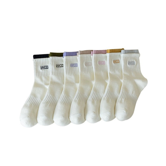 Wholesale New socks, mid length socks, cotton socks, breathable letter long socks, sports women's socks