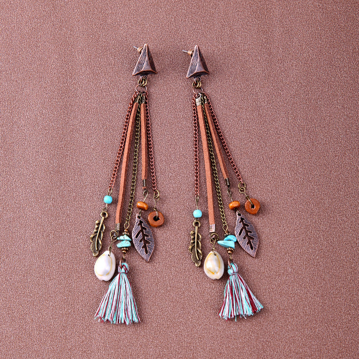 Wholesale Alloy Bohemian Retro Ethnic Style Su Long Earrings JDC-ES-Gumi002