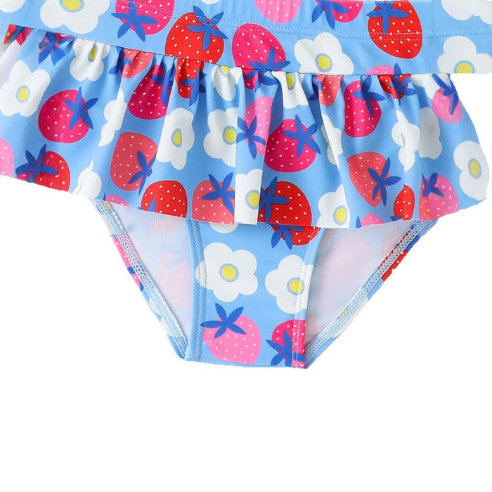 Wholesale New girls' two-piece swimsuit with bow tie suspender skirt style