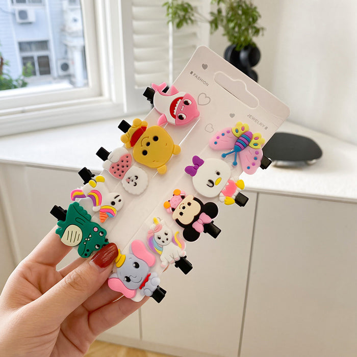 Wholesale 10 pcs soft rubber fruit-themed cute cartoon kids' hair clips