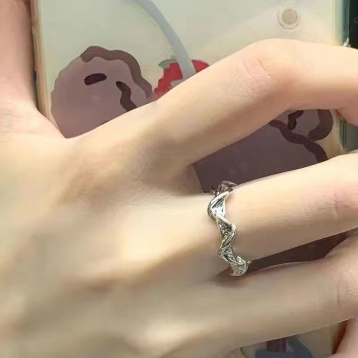 Wholesale Irregular Ring Wave Geometry Ring Versatile Opening Adjustable Pair Ring