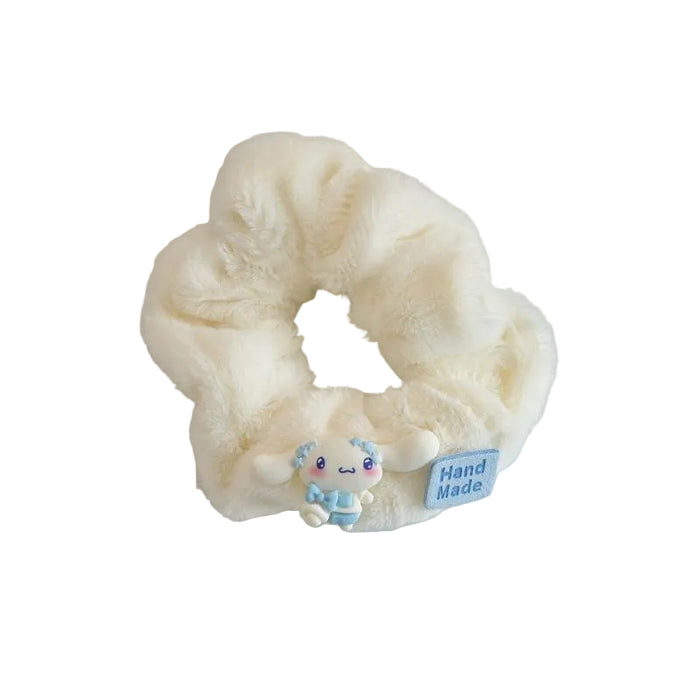 Wholesale Cute blue and white soft and cuddly plush hair scrunchies