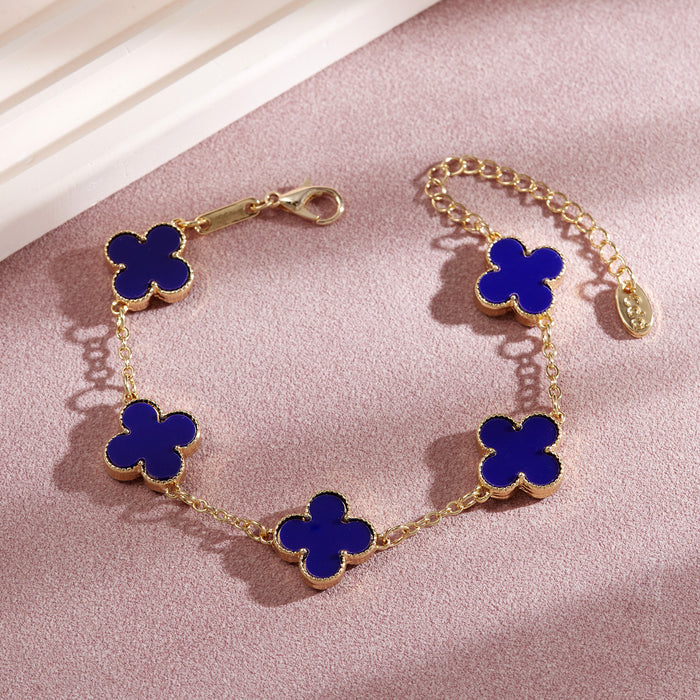 Wholesale four-leaf clover bracelet for women South Korea simple ins Five-Flower fritillary good luck four-leaf clover all-match bracelet chain