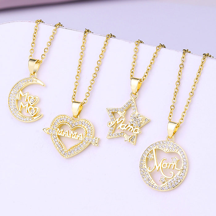 Wholesale Mother's Day Mother's Letter Electroplated Stainless Steel Necklace JDC-NE-Yuting001