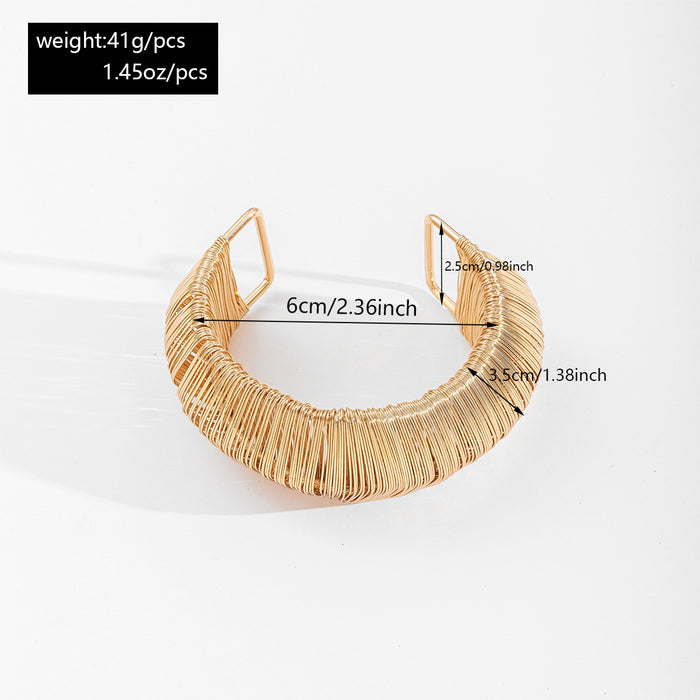 Wholesale New jewelry with personalized brushed weave bracelet, exaggerated alloy bracelet, and hand accessories