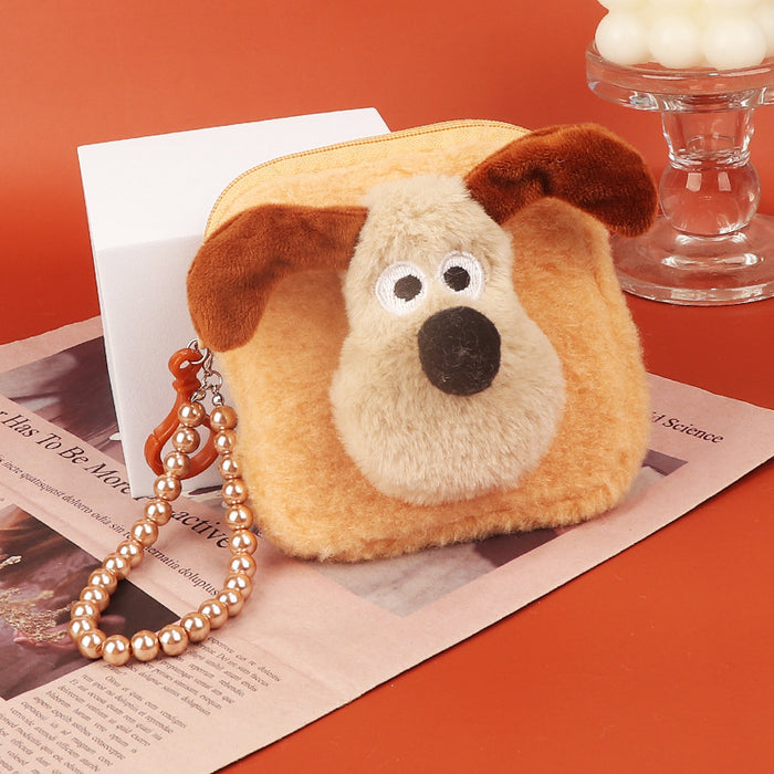 Wholesale Stylish Plush Animal Coin Purse With Bead Chain Cute Storage Bag For Earphones Street Style Fashion Accessory
