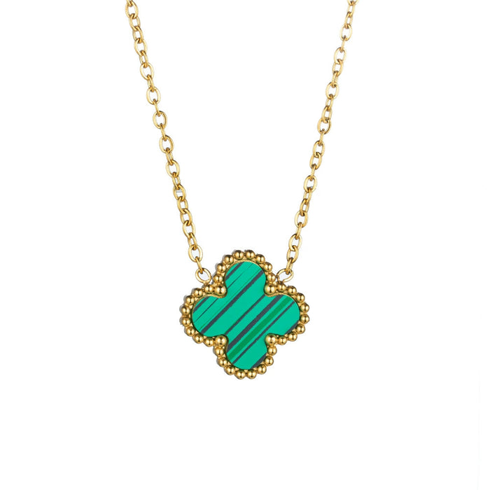 Wholesale Stainless Steel Double-Sided Four-Leaf Clover Necklace Women Titanium Steel