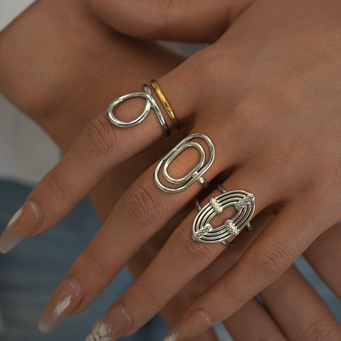 Wholesale Stainless Steel Geometric Line Open Ring Simple Fashion Design Hand Jewelry