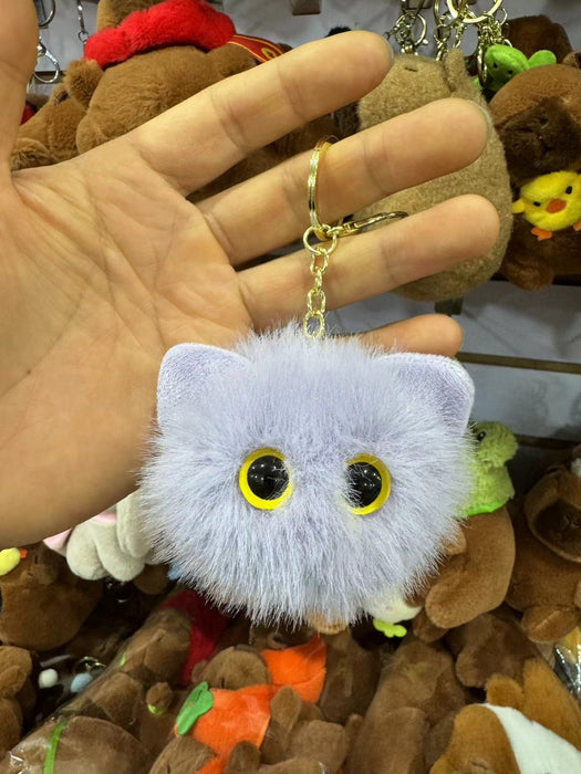 Wholesale plush cartoon cat head pendant cute animal Keychain Car bag key chain fashion small gift