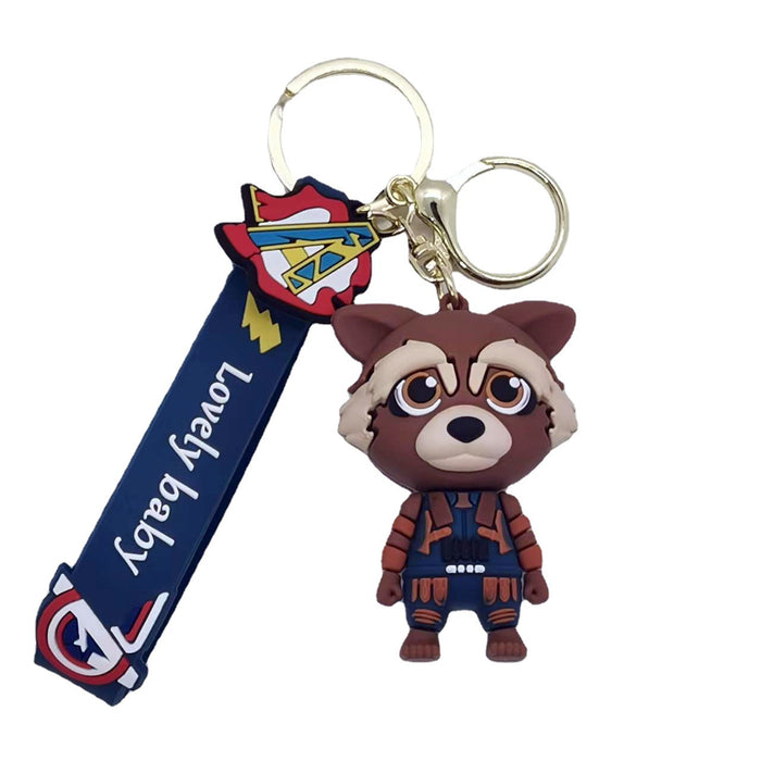 Wholesale small tree people raccoon doll key chain pendant couple bag car key chain accessories gift