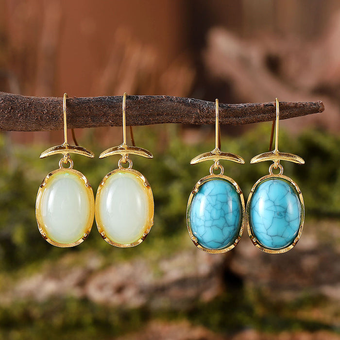 Wholesale Stylish Retro Exquisite Gemstone Pendant Earrings