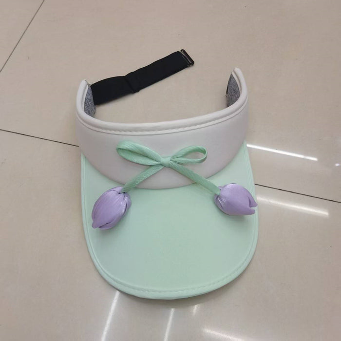 Wholesale Butterfly knot color blocked empty top sun hat, new casual versatile sun protection and UV protection sun hat