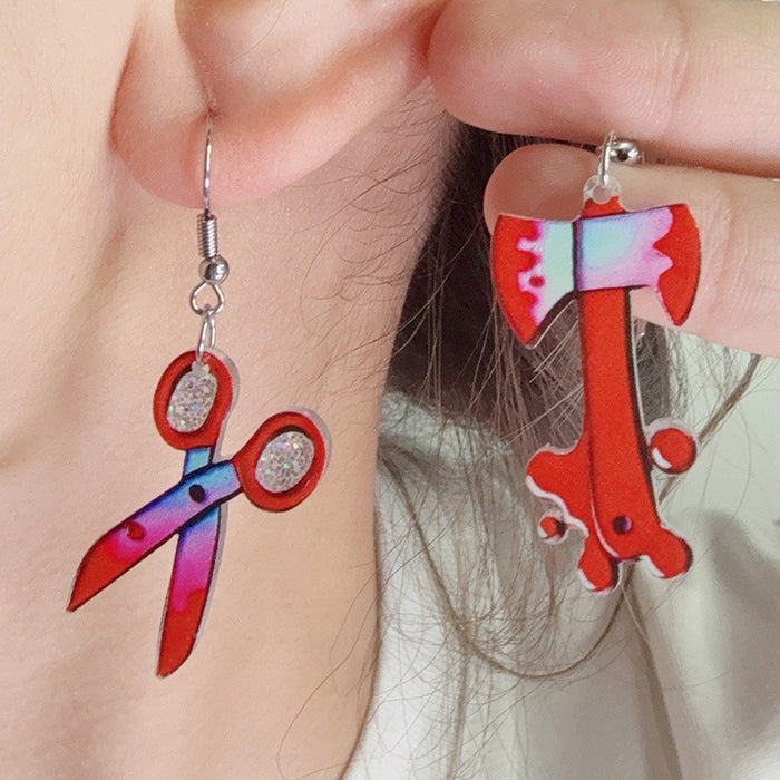 Wholesale Halloween Earrings, Contrasting Color Scissors Trendy Earrings