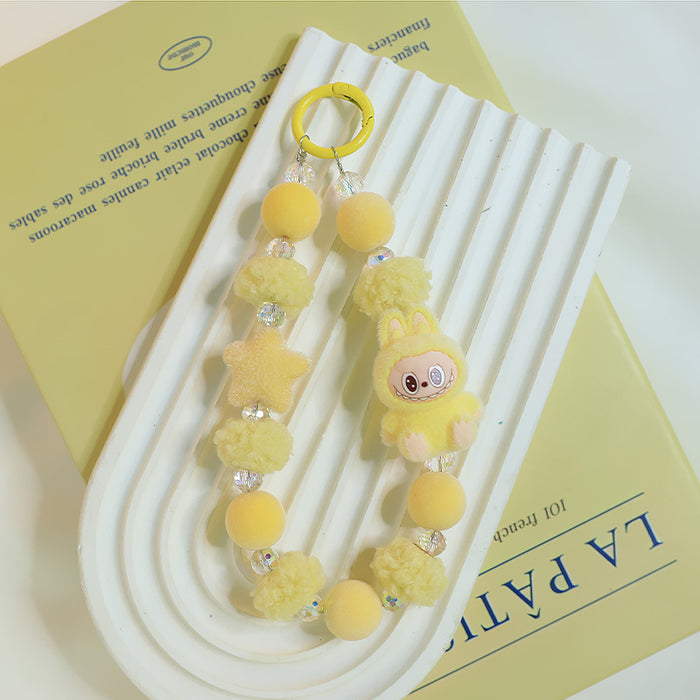 Wholesale Plush doll bag keychain pendant flocking doll cute grain mobile phone accessories for women