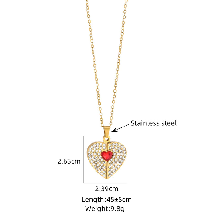 Wholesale Stainless Steel Heart Diamond Pendant Necklace Fashion Jewelry Accessory Boutique Resale