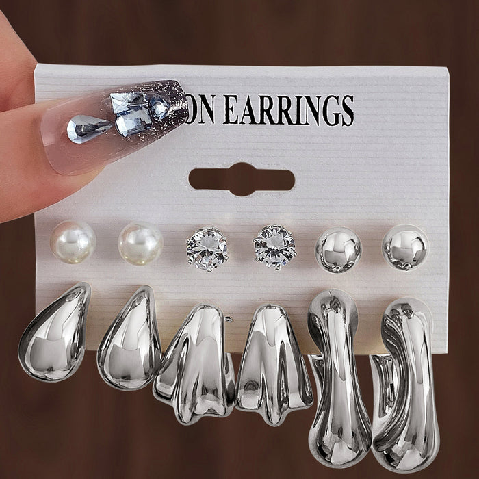 Wholesale 6-Pair Creative Gold Teardrop Earring Set