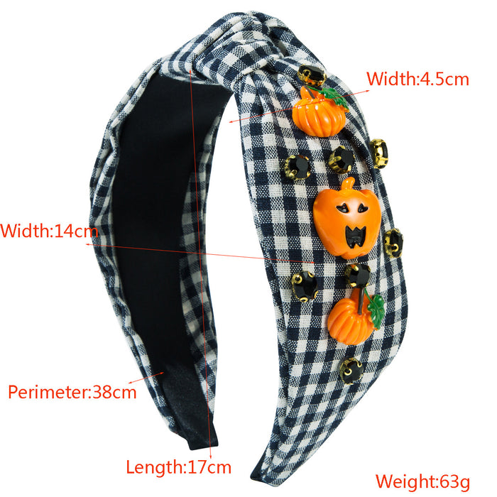 Wholesale Halloween Mesh Fabric Knotted Diamond Wide Brim Headband JDC-HD-HM026