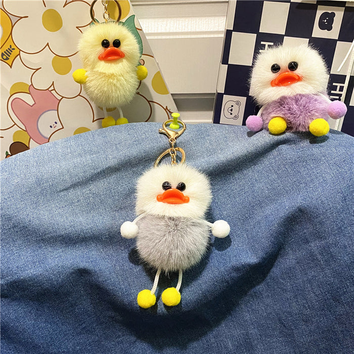 Wholesale Duck keychain cute plush student bag pendant cartoon elf car keychain accessories