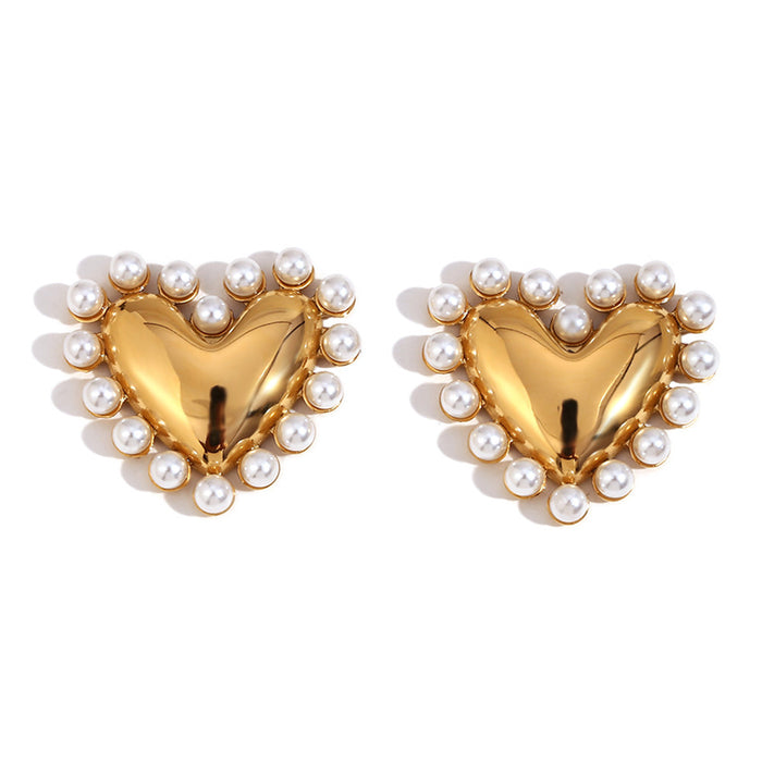 Wholesale pearl heart earrings baroque earrings