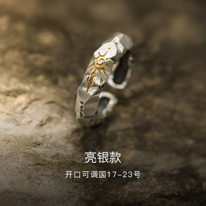 Wholesale Personalized and fashionable geometric ring, retro and high-end opening, index finger ring, niche design ring