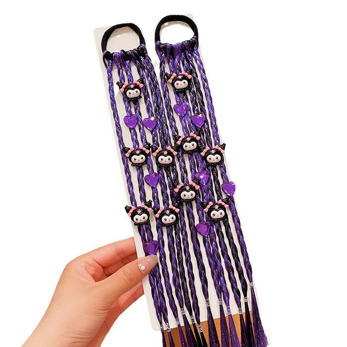 Wholesale Children' s Wig Braid Hair Ring Girls'  High Ponytail Tie Hair Rope Little Girl Sweet Cool Hair Rope Headwear