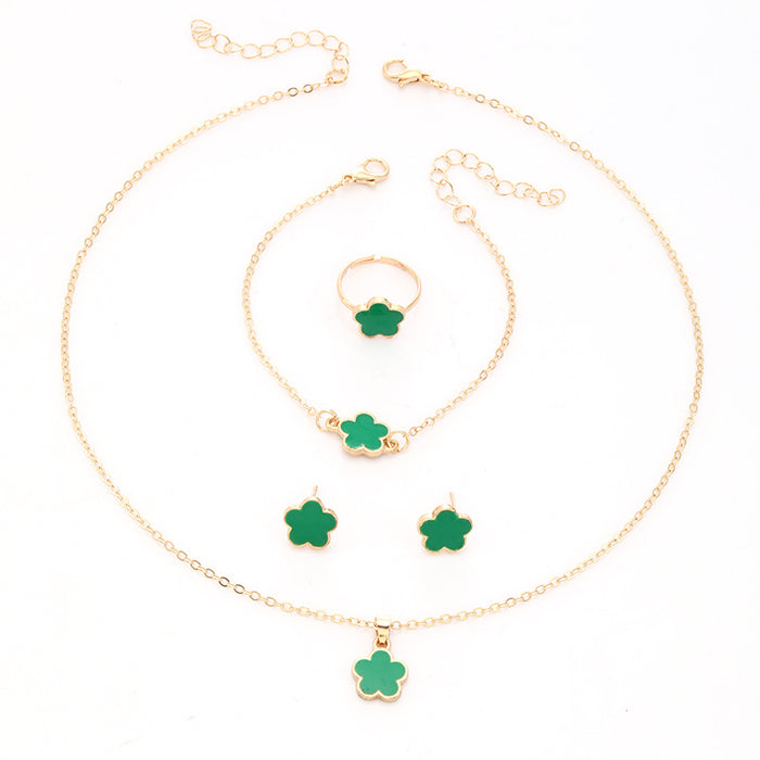 Wholesale Alloy Five-leaf Clover Jewelry Set JDC-BT-ChaoKai003