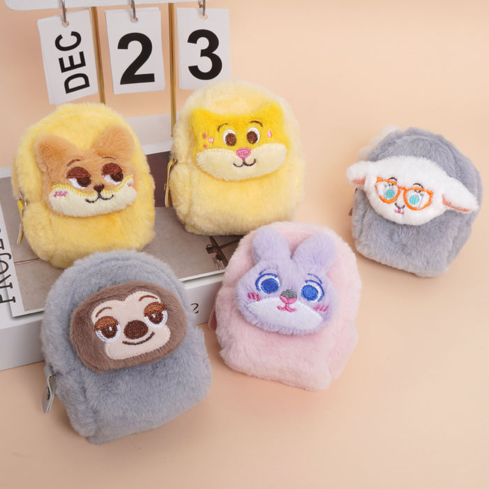 Wholesale Plush coin purse,  cute bunny and fox key pouch