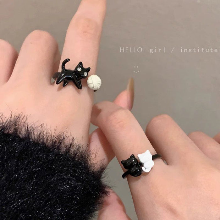 Wholesale black cat ring female open ring  suit index finger ring