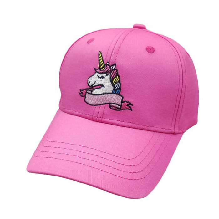 Wholesale Children's Unicorn Embroidered Baseball Hat, Cute Cartoon Duck Tongue Hat, Sunscreen and Sunshade Hat