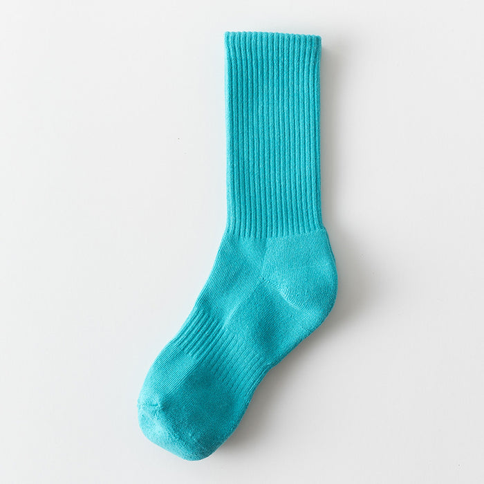 Wholesale Solid color high elastic looped socks for men and women, long socks for sports, cotton socks