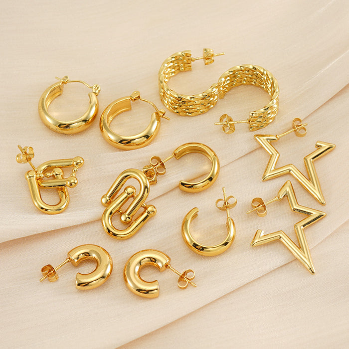 Wholesale women's horseshoe buckle C- shaped irregular earrings