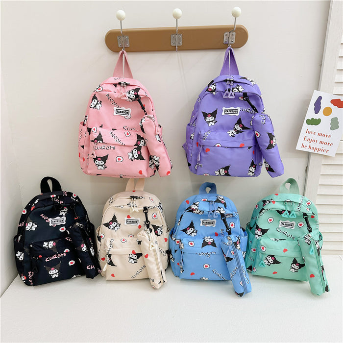 Wholesale Cartoon printed backpack, cute casual graffiti pencil case, small backpack