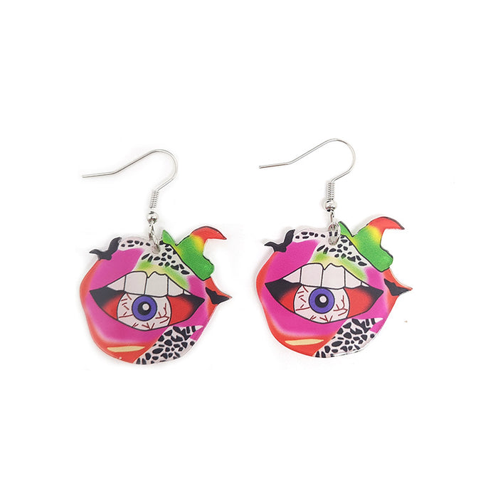 Wholesale Transparent Acrylic Printing Halloween Skull Earrings JDC-ES-Dagou003