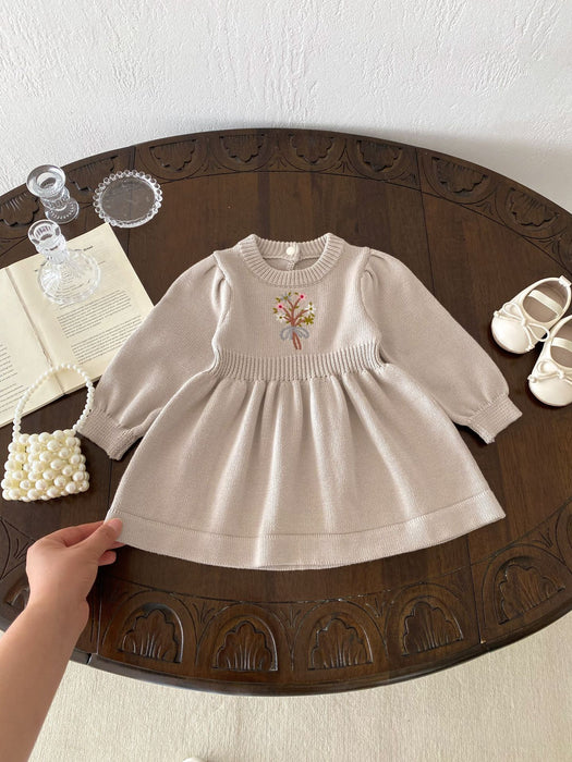 Wholesale Children's Round Neck Knitted Long Sleeve Dress JDC-CTS-WeiNiS017