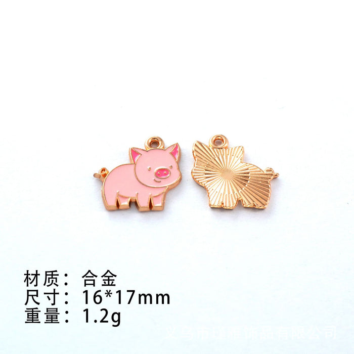 Wholesale 10pcs Small Animal Cow Pony Negative Alloy Oil Drop DIY Jewelry Accessories Cute Bracelet Pendant Pendant